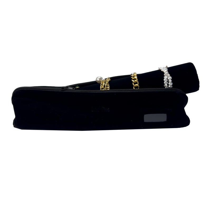 UnionPlus Velvet Jewelry Roll Bag for Brackets Bangles Watches, Great Jewelry Organizer for Travel, Black - Image 5
